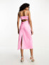 Only satin slip midi dress in pink