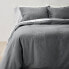 Фото #1 товара Twin/Twin Extra Long Heavyweight Linen Blend Duvet Cover & Sham Set Dark Gray -