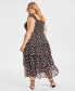 ფოტო #2 პროდუქტის Plus Size Printed Tiered Smocked Maxi Dress, Created for Macy's