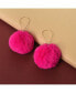 ფოტო #2 პროდუქტის Women's Pink Fur Ball Drop Earrings