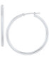 ფოტო #1 პროდუქტის Polished Classic Tube Medium Hoop Earrings in 14k White Gold, 1-3/8"