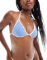 Фото #1 товара ASOS DESIGN contrast binding padded triangle bikini top in dusty blue