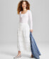 ფოტო #1 პროდუქტის Women's Tiered Lace-Trim Maxi Skirt, Created for Macy's