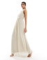 Фото #4 товара Vila Bridesmaid wrap waist detail maxi dress with pleat front in stone