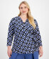 Фото #1 товара Plus Size Printed Side-Tie 3/4-Sleeve Top