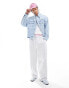 Фото #4 товара Aape By A Bathing Ape denim jacket with removable hood in lightwash blue