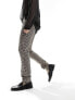 Фото #3 товара ASOS DESIGN smart skinny trousers in brown houndstooth jacquard pattern