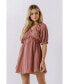 Фото #3 товара Women's Ruffle V Neck Baby Doll Dress