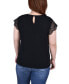 Фото #3 товара Plus Size Short Sleeve Lace and Crepe Top