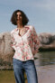 Фото #2 товара Рубашка с цветочным принтом и блестящей нитью ZARA