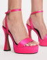 ASOS DESIGN – Noon – Plateausandalen in Rosa mit schmalem Absatz