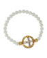 Фото #1 товара Gold-Tone Crystal Cross Imitation Pearl Stretch Bracelet