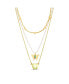 Gold-Tone 3 Piece Layered Necklace Set with Heart and Butterfly Charm Pendants