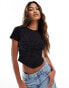 Фото #1 товара The Frolic hot fix diamante corset t-shirt in black