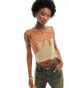 Фото #1 товара COLLUSION sheer asymmetric cami top with lace detail in neutral