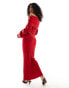 Фото #4 товара SNDYS rib knit foldover maxi skirt co-ord in red