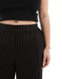 Vila Curve wide leg pinstripe trousers in black Черный, EU 50 - EU50 - фото #3