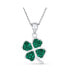 Celtic Saint Patrick's Irish Good Luck Sparkling Green Crystal Clover Shamrock Dangle Pendant Charm Necklace For Women s .925 Sterling Silver