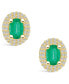ფოტო #5 პროდუქტის Emerald (1 Ct. t.w.) and Diamond (3/8 Ct. t.w.) Halo Stud Earrings
