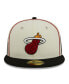 ფოტო #3 პროდუქტის Men's Cream, Black Miami Heat Piping 2-Tone 59FIFTY Fitted Hat