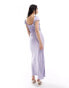 ASOS DESIGN cap sleeve elasticated bodice midi dress in lilac satin jacquard