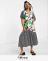 Topshop Petite bold floral mix and match midi dress in multi 32 - фото #2