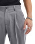 Pull&Bear wide leg tailored trouser in grey