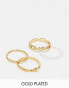 Фото #1 товара Orelia 18K gold plated pearl and chain link rings multipack