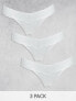ASOS DESIGN 3 pack knicker in malibu low rise mesh & lace in white