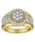 Фото #1 товара Heavyweight Natural Certified Diamond 1.51 cttw Round Cut 14k Yellow Gold Statement Ring for Men