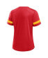 ფოტო #3 პროდუქტის Women's Red Kansas City Chiefs Play Script Lace-Up T-Shirt