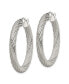Stainless Steel Polished and Textured Hollow Hoop Earrings