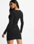 Missyempire exclusive zip detail long sleeve mini dress in black