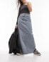 Topshop denim column maxi skirt in dirty bleach