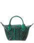 Фото #2 товара Longchamp Le Pliage Cuir Exotiq Xxs Snake-Embossed Leather Pouch Women's Green