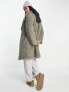 Vero Moda – Oversize-Mantel aus Teddyfell in Khaki
