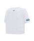 ფოტო #3 პროდუქტის Women's White Seattle Kraken Boxy Script Tail Cropped T-Shirt