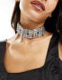 Фото #1 товара ASOS DESIGN Limited Edition choker necklace with square baguette crystal design in silver tone