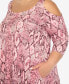 Plus Size Snake Print Cold Shoulder Tunic Top
