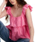 ფოტო #3 პროდუქტის Juniors' Cotton Eyelet Tiered Tank