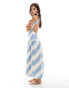 Фото #1 товара ASOS DESIGN dropped waist seam midi dress with open back in blue and white stripe