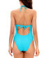 ფოტო #2 პროდუქტის Women's Golden Wave Textured Plunging Lace-Up Swimsuit