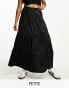 Фото #1 товара Miss Selfridge Petite satin tiered maxi skirt in black