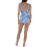 Фото #2 товара Lauren Ralph Lauren Artisanal Woodblock Surplice One-Piece Royal Blue/White 10