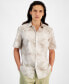 Фото #1 товара Men's Regular-Fit Stretch Watercolor Petal-Print Button-Down Poplin Shirt, Created for Macy's