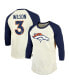 Фото #1 товара Men's Threads Russell Wilson Cream, Navy Denver Broncos Name & Number Raglan 3/4 Sleeve T-shirt