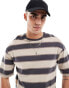 ADPT oversized t-shirt in washed beige stripe