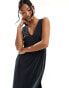 Фото #3 товара Vila Petite slinky v neck midaxi dress in black