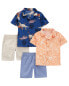 Фото #2 товара Baby 4-Piece Button-Front Shirts & Shorts Set 3M