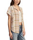 Women's Plaid Cotton Short-Sleeve Beach Shirt